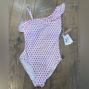 NWT Classic Pink Hearts Roberta Roller Rabbit Swimsuit, Size 7